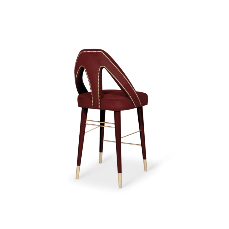 Caron high bar chair brass cotton velvet beech wood