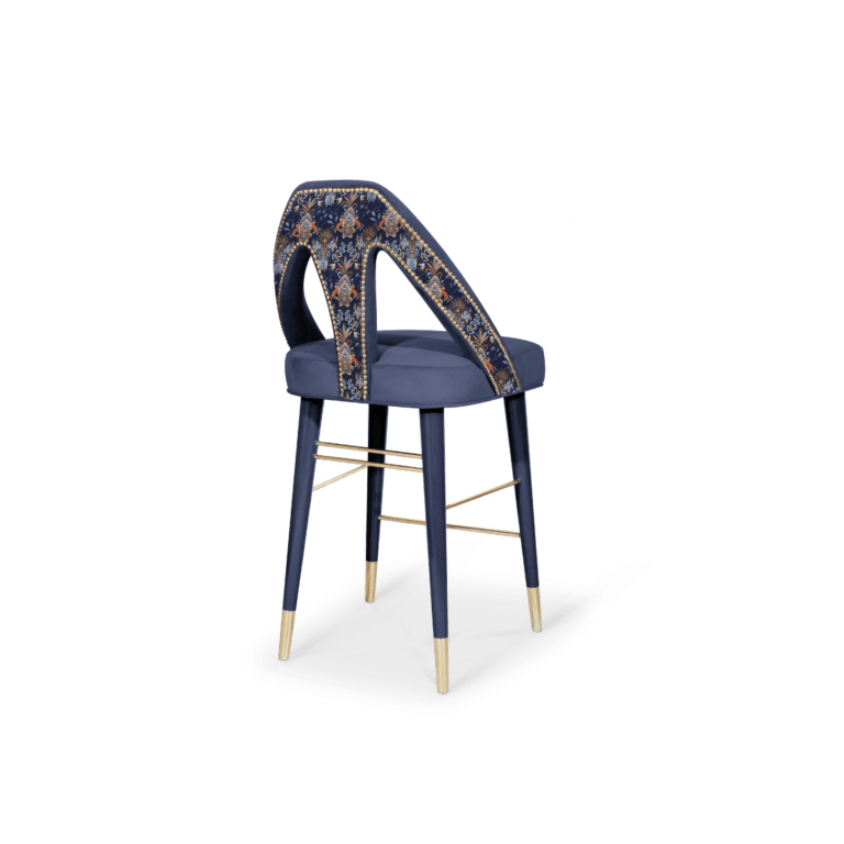 Caron high bar chair brass cotton velvet beech wood