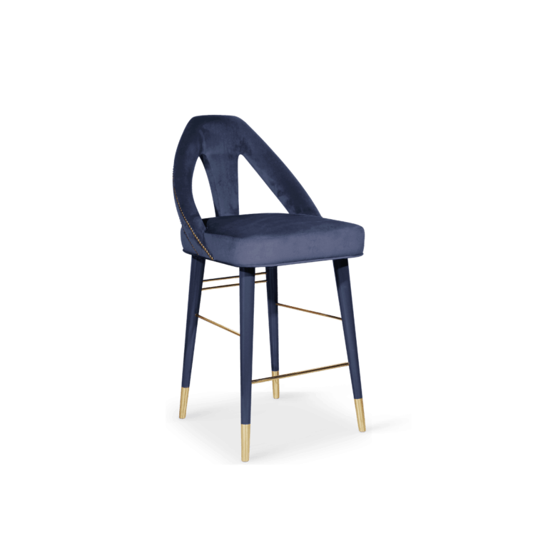 Caron high bar chair brass cotton velvet beech wood