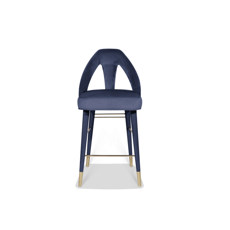Caron high bar chair brass cotton velvet beech wood