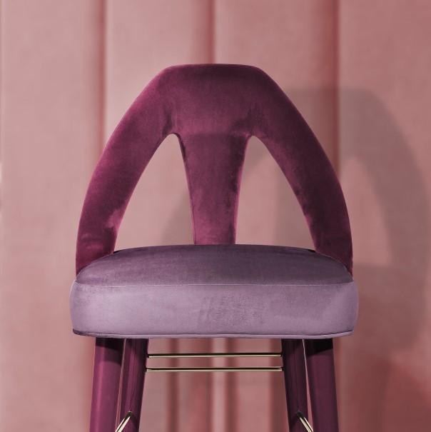 Caron high bar chair brass cotton velvet beech wood