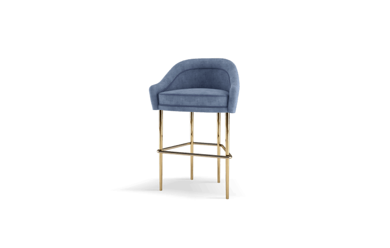 Katharina high bar chair beech wood brass cotton velvet by Ottiu