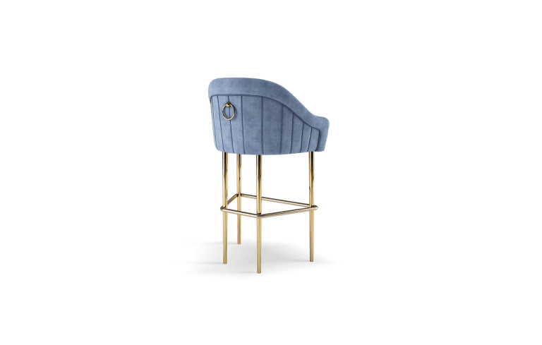 Katharina high bar chair beech wood brass cotton velvet by Ottiu
