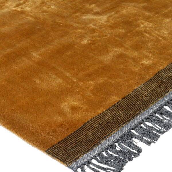 Boscobel Mustard Rug 160x230 cm handwoven on a loom fringes