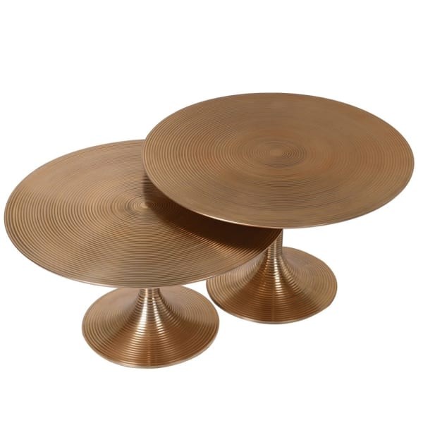 Two gold side tables for living room