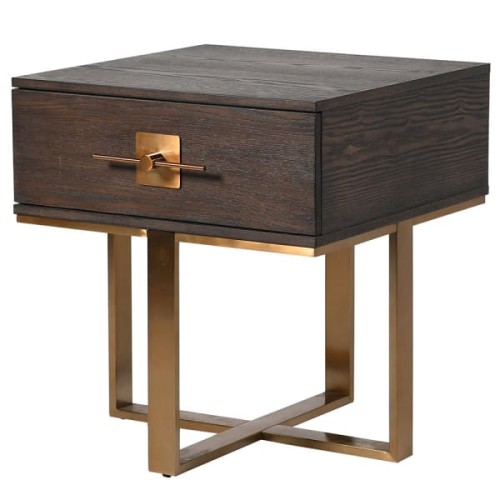 Brompton Side Table 55x60 cm ash veneer stainless steel frame and legs