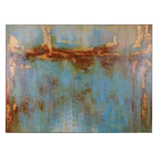 Belgrave Oil Painting Blue Gold Amber 244 x 178 cm