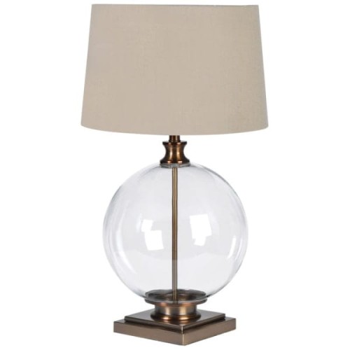 Glass Ball Table Lamp 75 cm with Linen Shade