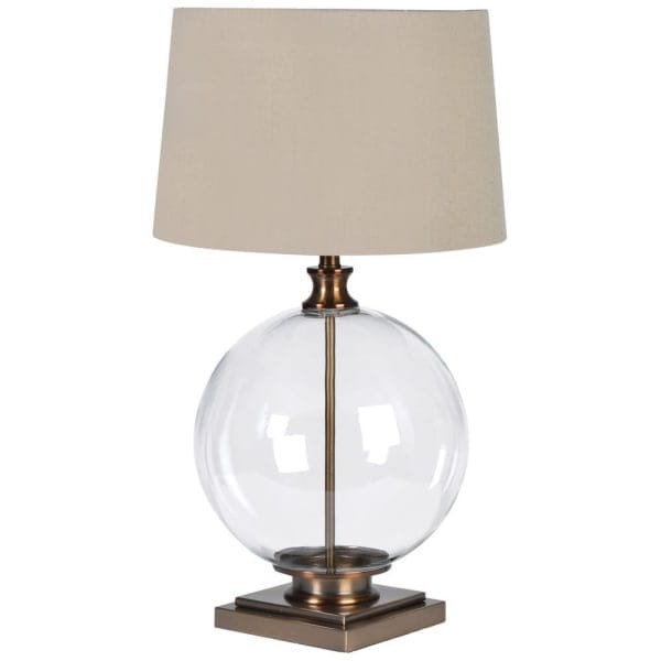 Glass Ball Table Lamp 75 cm with Linen Shade