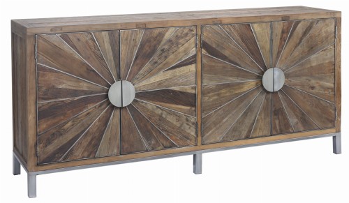 Recycled Cabinet Large with Nickel Steel Legs 200x92 cm recycled elm