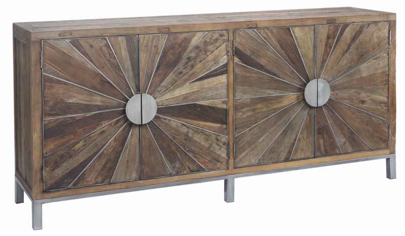 Recycled Cabinet Large with Nickel Steel Legs 200x92 cm recycled elm