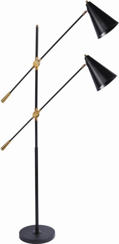 Mayfair Black Metal Floor Lamp 170 cm finish in mat black with brass details