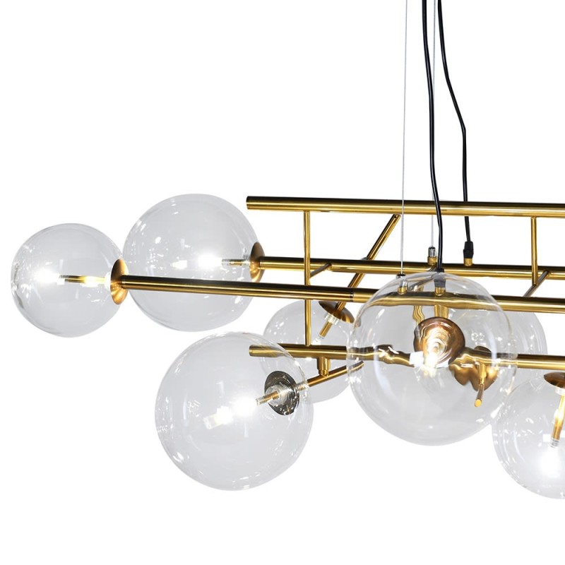 Bubble Gold Chandelier with 16 Glass Shades and Gold Iron Frame