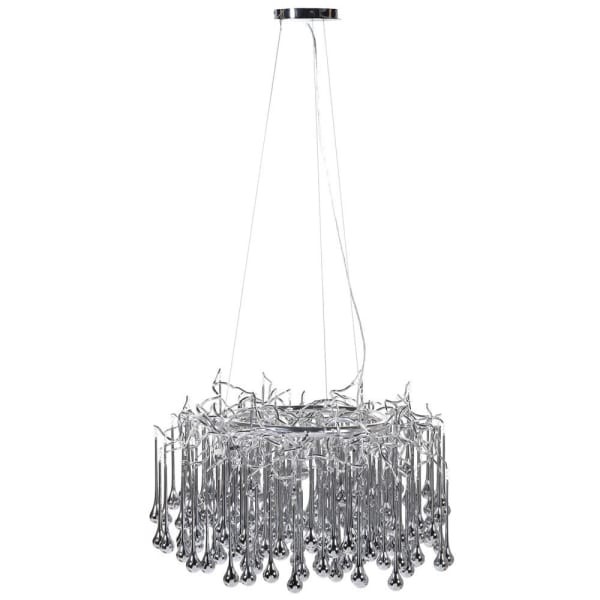 Silver Branch 85cm chandelier with decorative glass droplets
