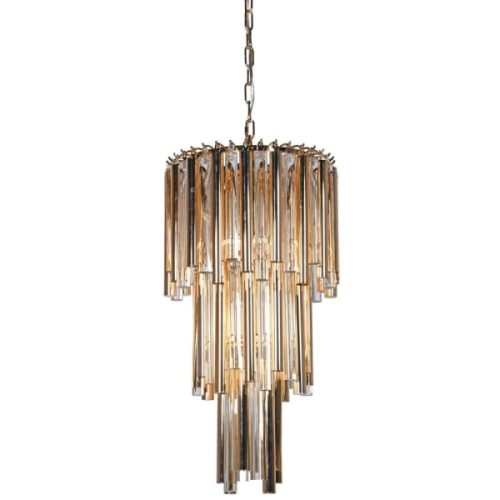 Maldon Gold Three-Tier Chandelier 65 × 35 cm with Gold Glass and Iron Frame