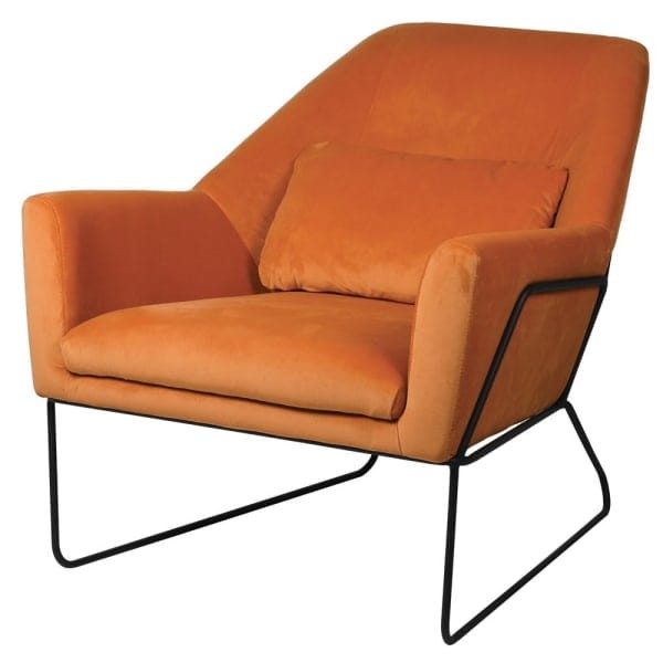 Oxford Pumpkin Armchair orange cotton black iron frame