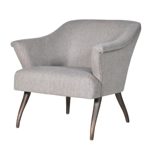Chester Hemp Grey Striped Armchair with Oak Legs
