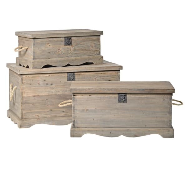 Reclaimed Pine Lockable Storage Chests – Set of Three