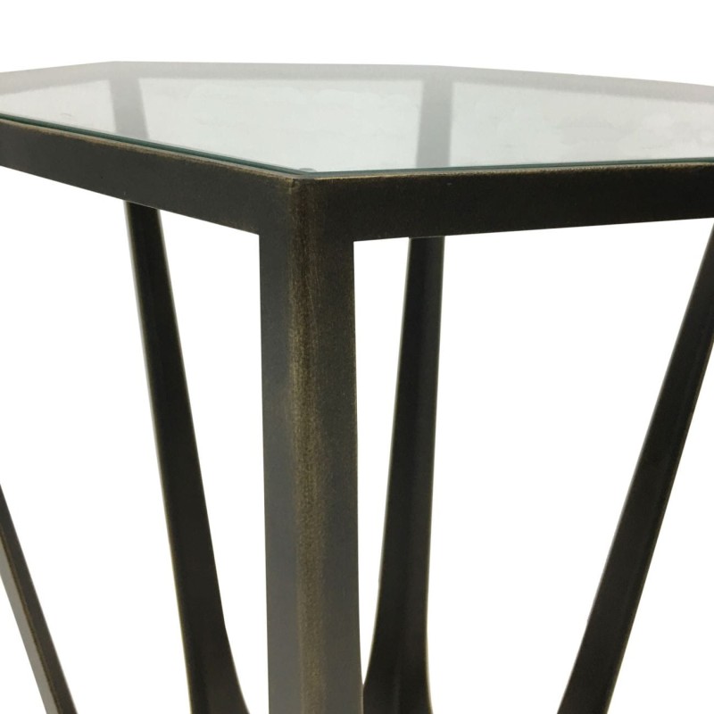 Richmond Bronze Iron Side Occasional Table 40.5x56 cm geometric frame glass top