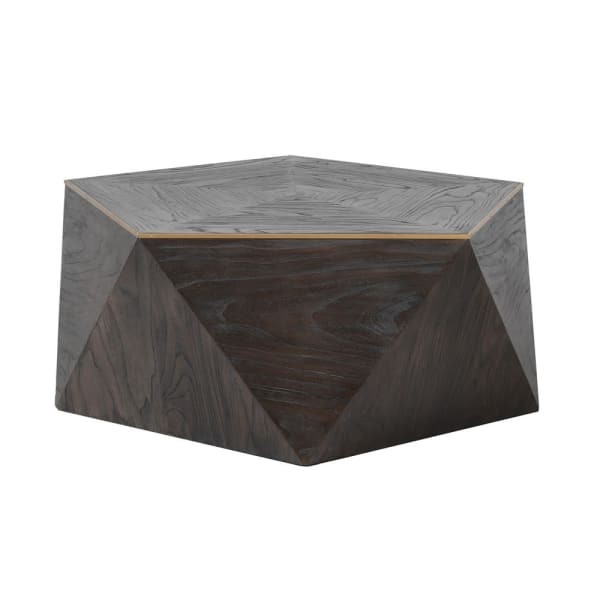 Finchley Hex Wooden Coffee Table – Elm & Poplar with Copper Finish