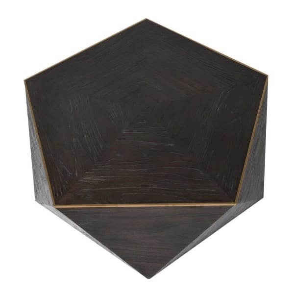 Finchley Hex Wooden Coffee Table – Elm & Poplar with Copper Finish