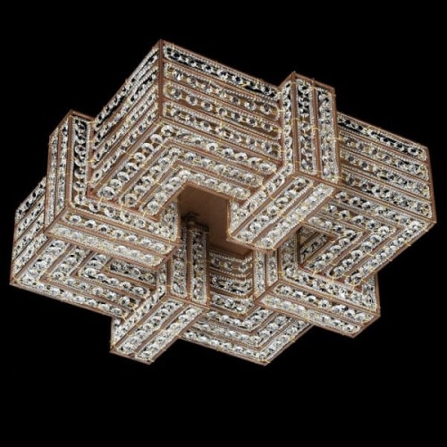 Gold Crystal Flush Ceiling Light 47cm