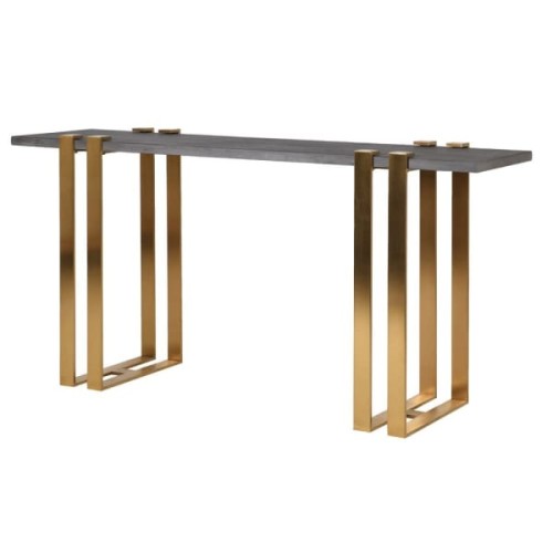 Concrete 150cm Console Table with Dark Gold Stainless Steel Frame