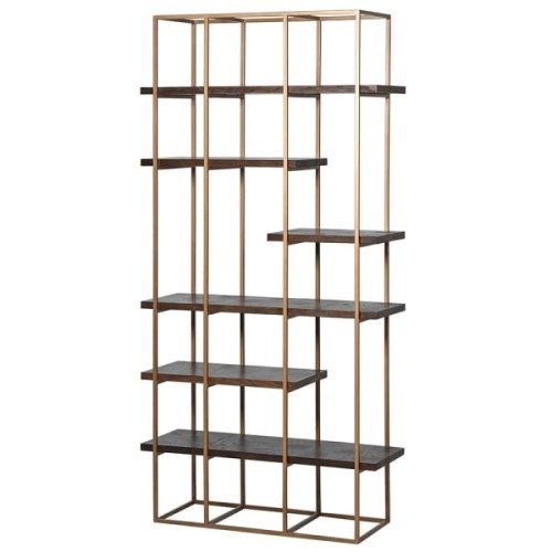 Oxford Bronze Shelving Unit 205cm – Oak Shelves & Bronze Metal Frame