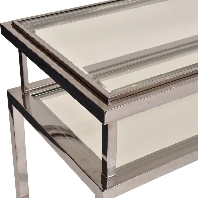 Chelsea Console Table 60x76 cm stainless steel double glass top