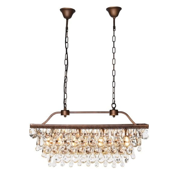 Crystal Linton rectangular chandelier in antique bronze