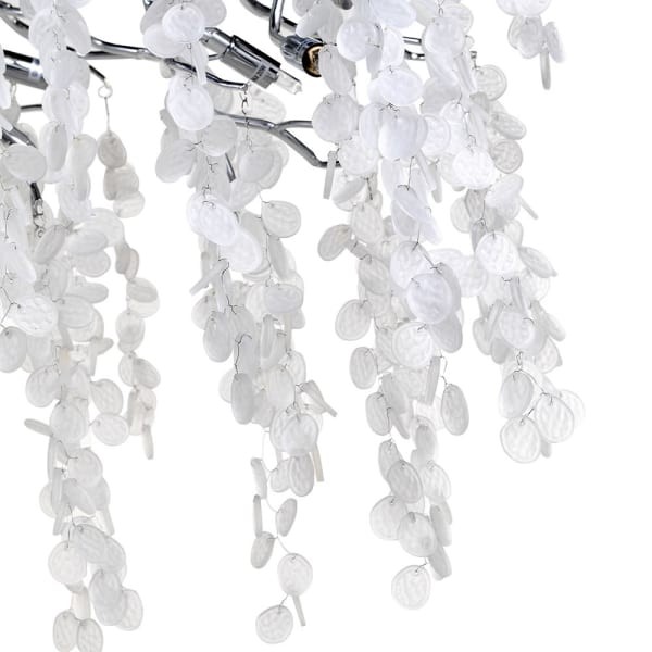 Branch White Chandelier 120x40x55 cm iron white glass drops aluminium frame