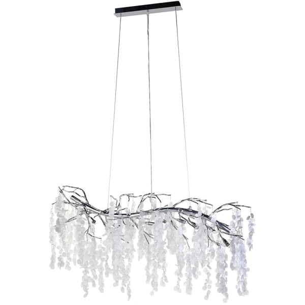 Branch White Chandelier 120x40x55 cm iron white glass drops aluminium frame