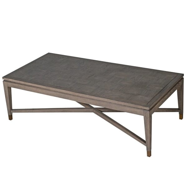 Chesham Squares Oak Coffee Table with Copper Details – 140 × 68 cm