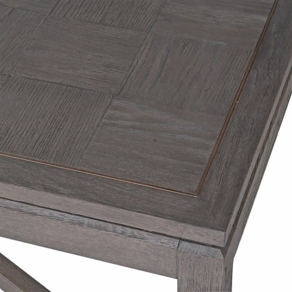 Chesham Squares Oak Coffee Table with Copper Details – 140 × 68 cm