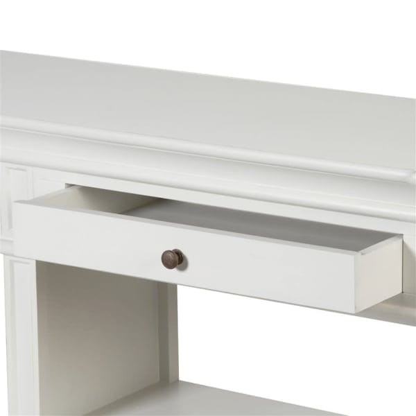 Maldon White Console Table 160x90.5 cm poplar wood two drawers two shelves
