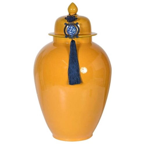 Chesham Yellow Ceramic Ginger Jar with Lid 56 cm