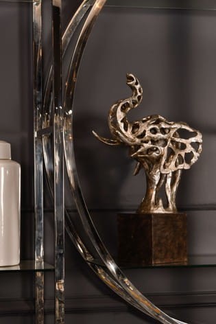 Elephant Head 62 cm Sculpture silver and black resin