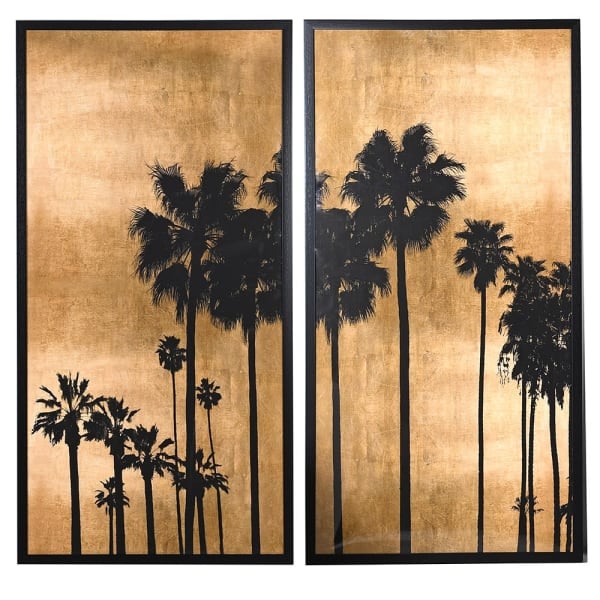 Two-Panel Palm Artwork in Black Frame – 155 cm