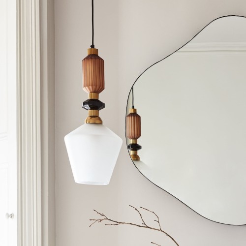Muse Brown Pendant Light 51 cm – Handcrafted Glass in Brown, Gold and Black