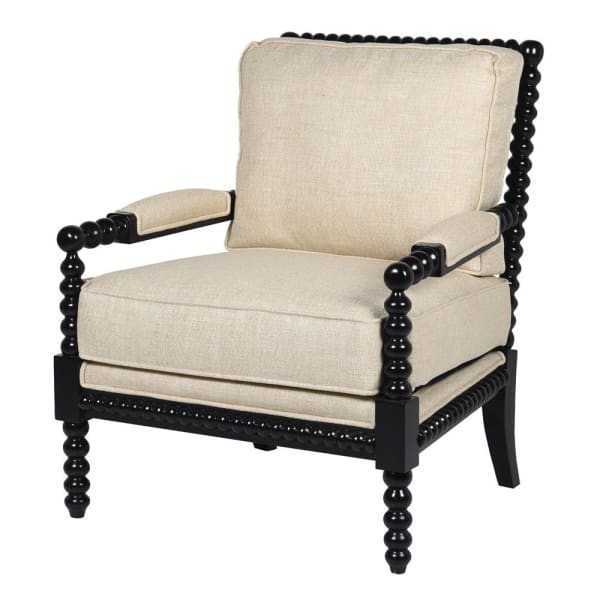 Shire Elegance Black Mahogany & Linen Armchair