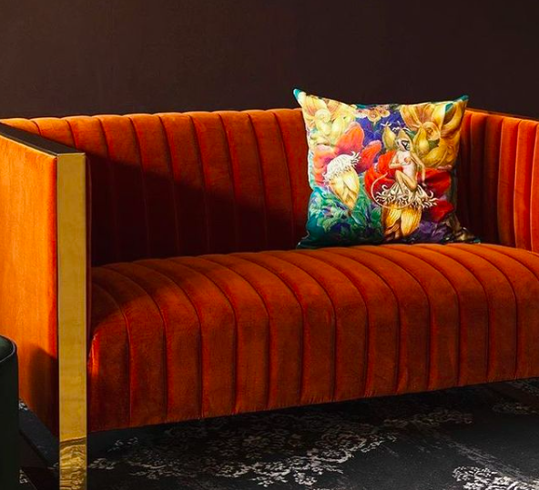 Caroline Orange sofa poliester stainless steel orange two seater