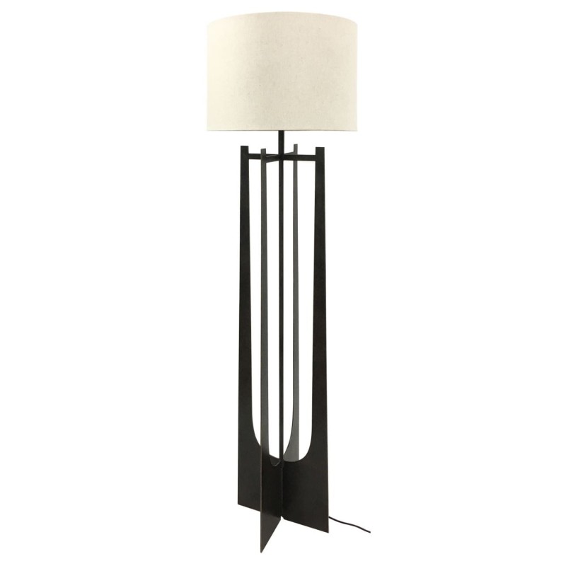 Linton Floor Lamp 174 cm black iron base and white linen shade