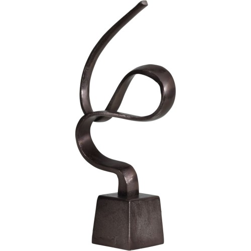Sloane Abstract Sculpture 51 cm – Brown Aluminium Ornament on a Plinth