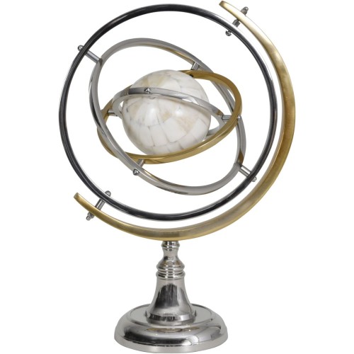 Boscobel Armillary Sphere 40 cm – Gold, White, Aluminium, Stainless Steel and Natural Bone
