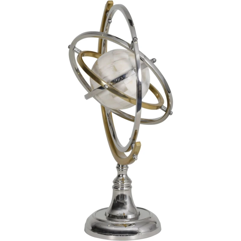 Armillary sphere crafted from aluminium and stainless steel