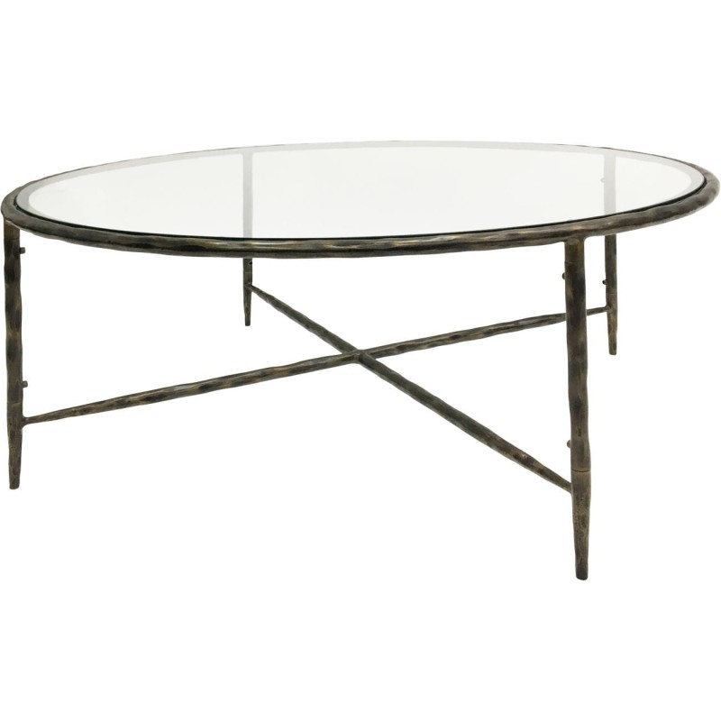 Shoreditch Dark  Round Coffee Table 100,5 cm Hand Forged Bronze Iron with Glass top