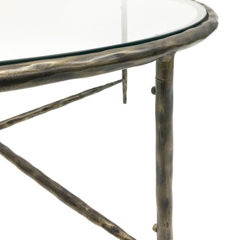 Shoreditch Dark  Round Coffee Table 100,5 cm Hand Forged Bronze Iron with Glass top