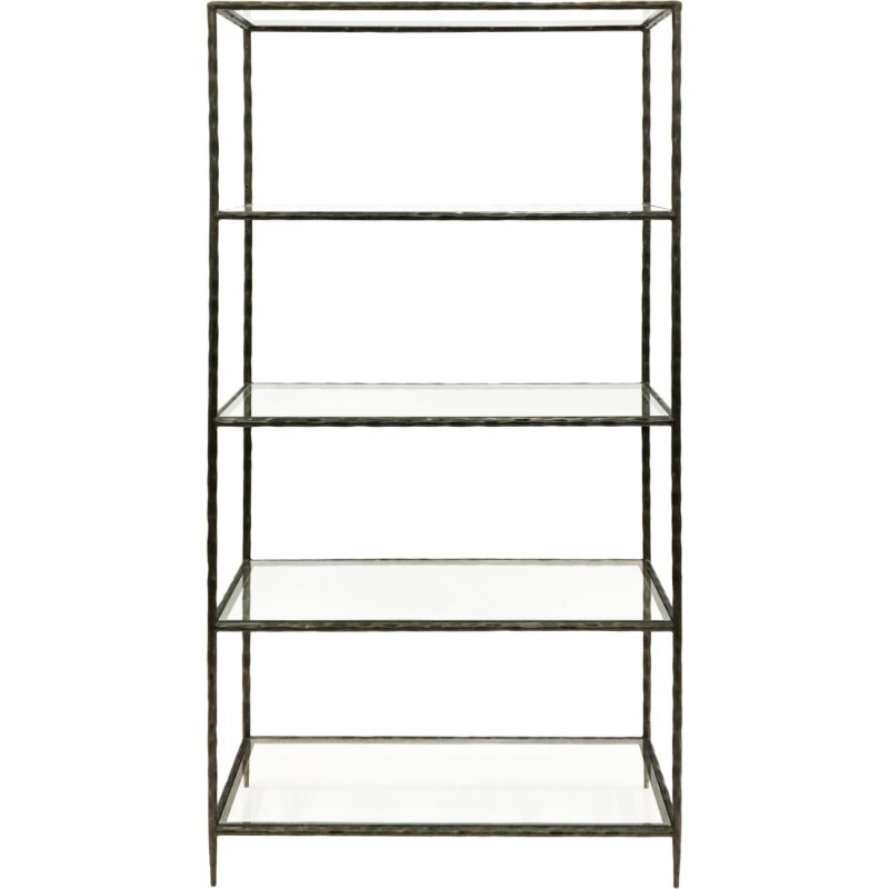 Shoreditch Dark Iron & Glass Bookcase – Hand-Forged Bronze Finish, 100x199 cm