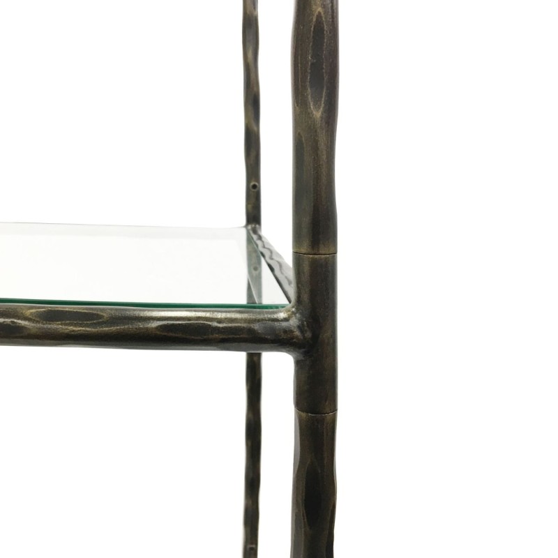 Shoreditch Dark Iron & Glass Bookcase – Hand-Forged Bronze Finish, 100x199 cm