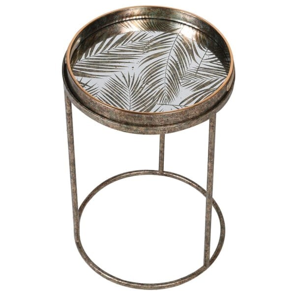 Antique gold side tables with mirrored tray tops